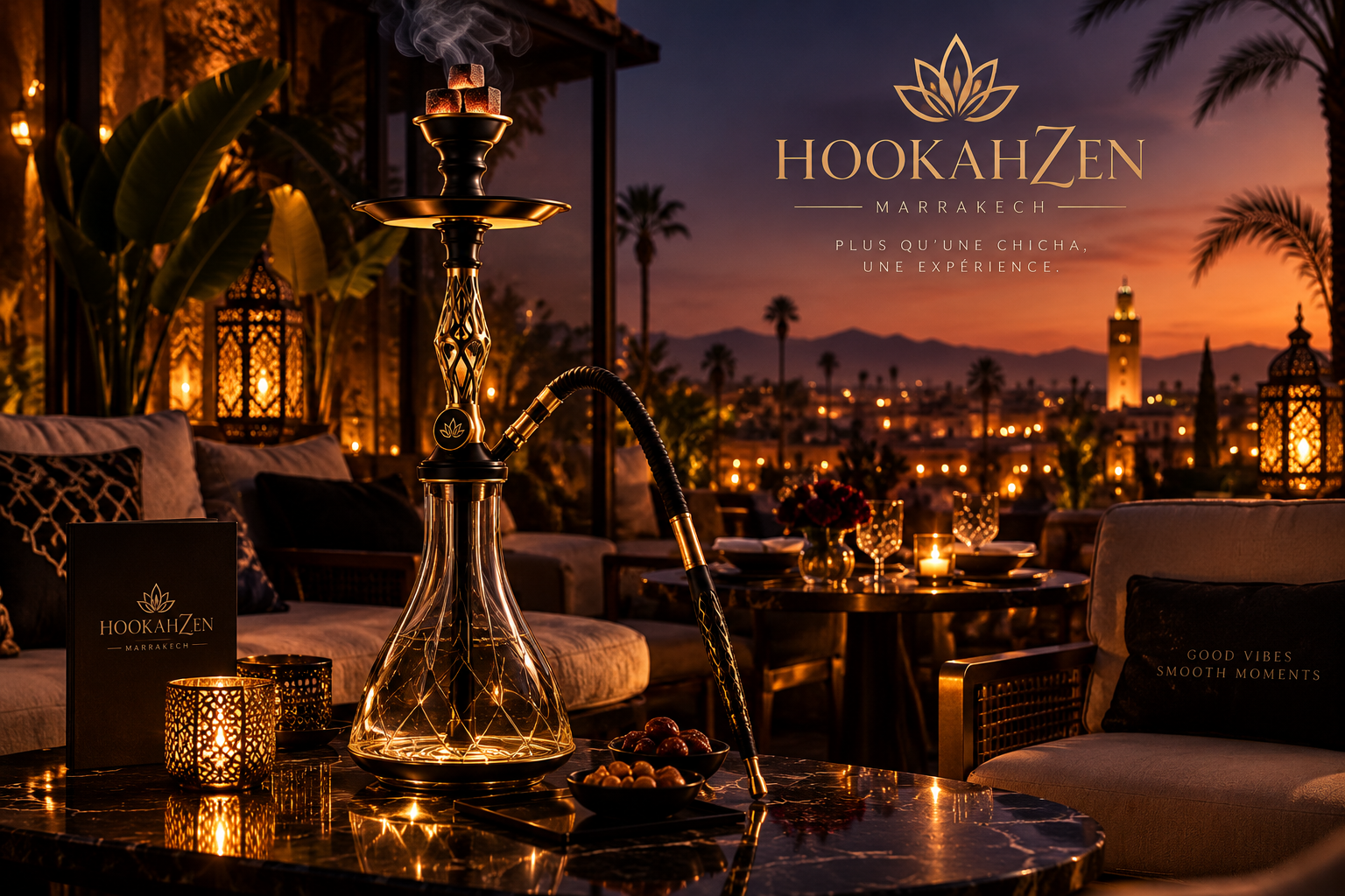Service chicha premium HOOKAHZEN à Marrakech